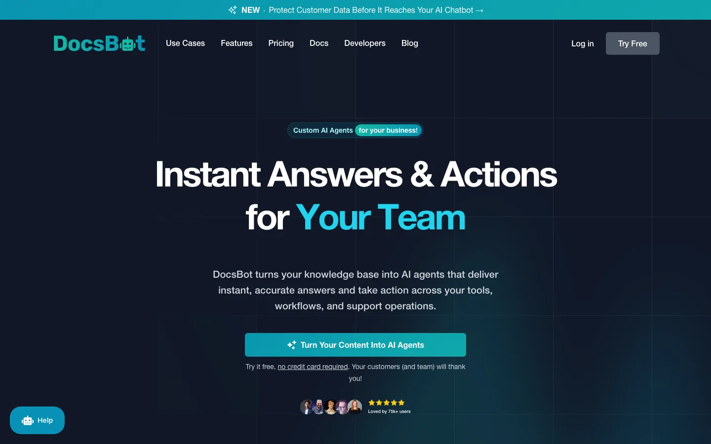DocsBot AI — product interface