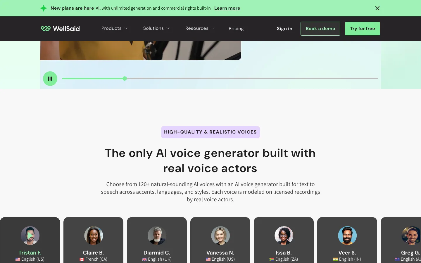 WellSaid Labs — product interface