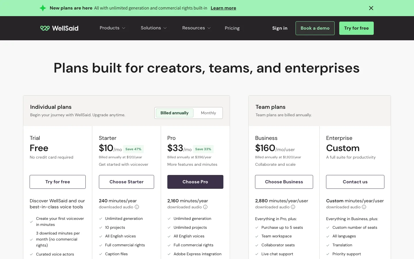 WellSaid Labs — product screenshot